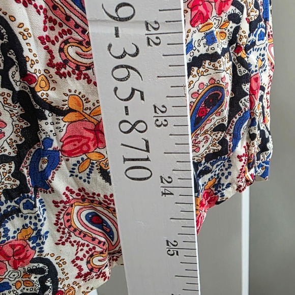 Runway Paris Womens Paisley Floral Cotton 3/4 Sleeve Henley Top Western Office - Picture 3 of 12